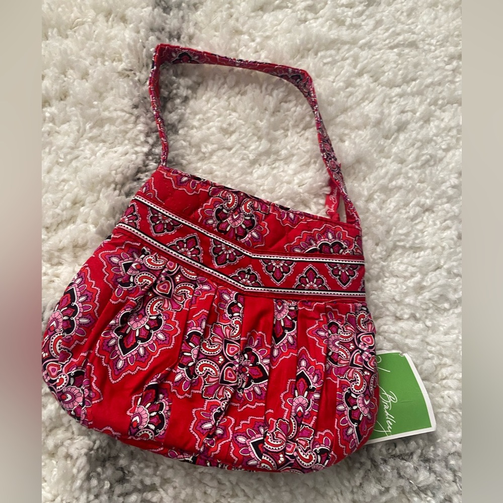 VERA BRADLEY small tote retired red frankly scarlet pattern purse bag NWT - Picture 4 of 7